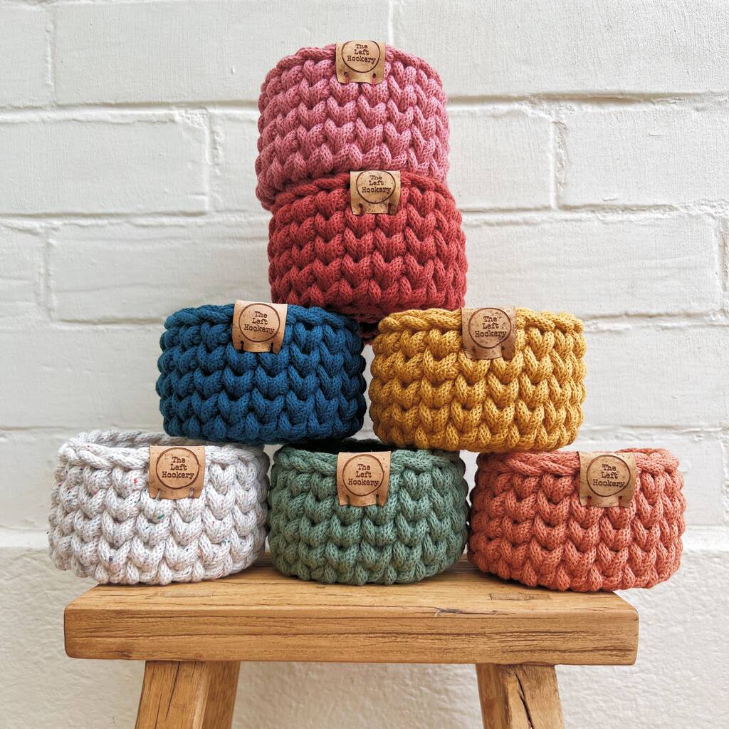 Tiny Block Colour Crochet Basket Kit – Mini DIY Crochet Gift for Beginners