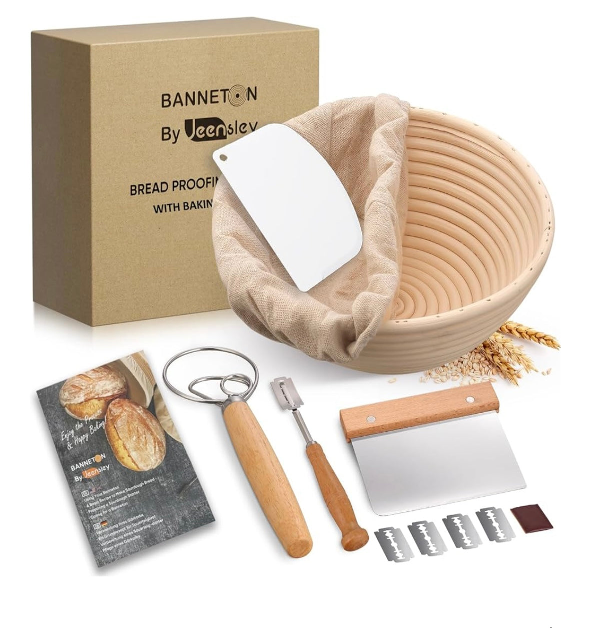 Sourdough Starter Kit – Perfect Gift for Bakers | Rattan Bread Proofing Baskets & Artisan Bread Tools